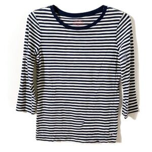 Vineyard Vines Cotton Modal Striped Three Quarter Sleeve Crewneck Tee Shirt 💙🤍